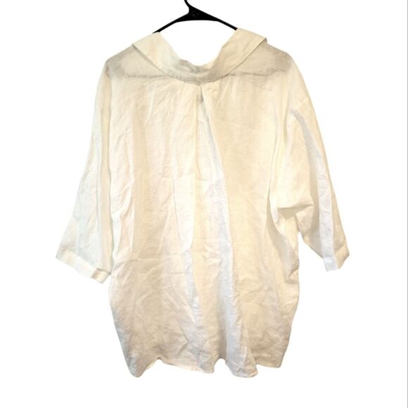 Zara Cream 100% Linen Boxy Button Up Top Size Medium - Picture 2 of 6